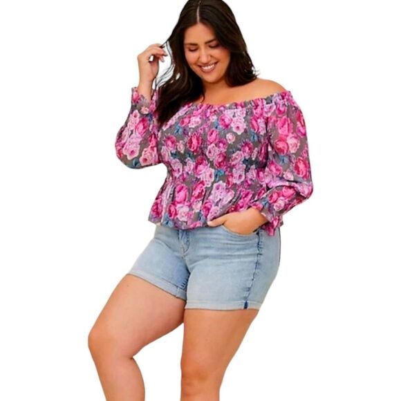 TORRID Crinkle Chiffon Off the in Shoulder Blouse NWT sz 3 - Picture 1 of 14